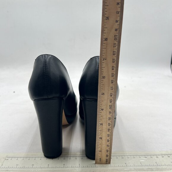 miss left Black Low Platform Chunky High Heel Slip On Round Toe Pump Dressy Shoe - Picture 4 of 7
